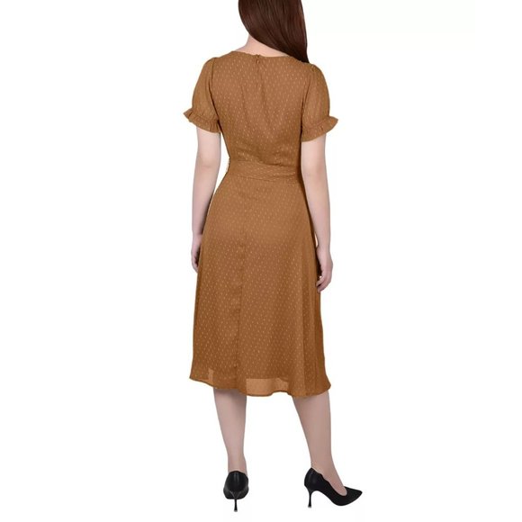 Ny Collection Women’s Belted Swiss Dot Dress Meerkat Rectangle Size PL NWT - Picture 2 of 5